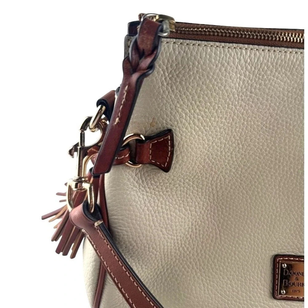 Dooney & Bourke Cream Leather Hobo with Brown Trim
